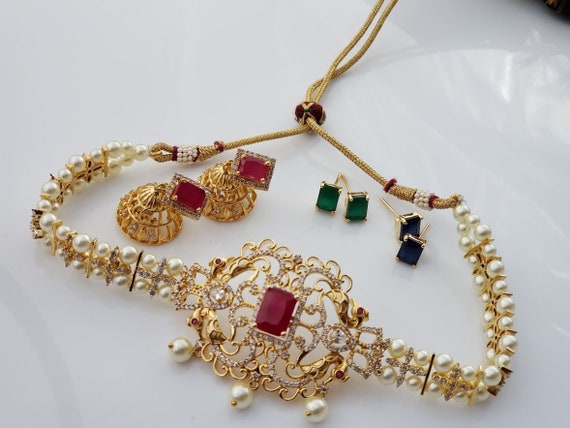 Necklace with jhumka earrings clearance
