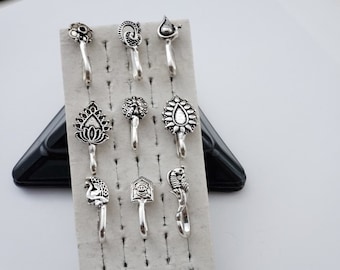 Anillo nasal falso oxidado: plata alemana, no requiere perforación