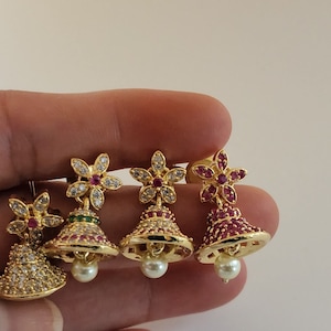 AWG 19 | Small Kids Jhumka Earrings |Jhumki Earrings |Indian Jewelry |Temple Jewelry |CZ Earrings |Dance |Girls&#39;s Earrings|Bridesmaids Gifts