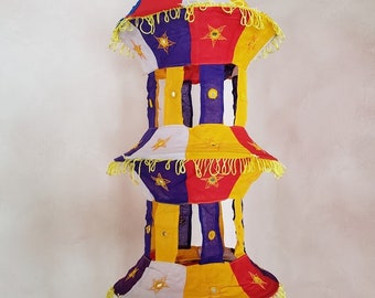 Cotton Hanging Lantern | Festival Wedding Decoration | Indian Wedding Decor | Colorful Fabric | Plastic Mirror Work | Home Decor | Gift Item