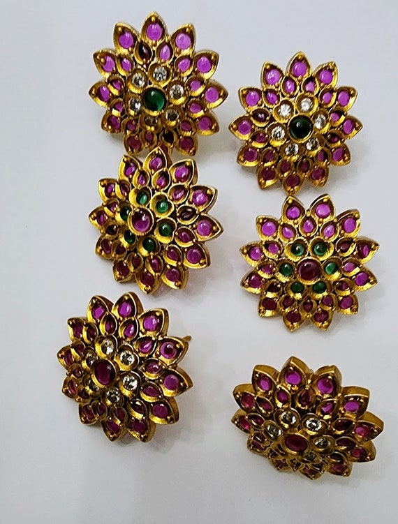 One Gram Gold Attractive Traditional Big Six Petal Imitation Stud Guarantee  Imitation Ear Rings