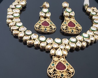 Pachi Kundan Designer Choker Necklace Set | Indian Bridal Jewelry | Wedding Jewelry | Polki Jewelry |Victorian Necklace Set|Kundan Jewellery