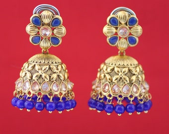 AWG 19 | Jhumka Earrings | Indian Jewelry | Dance |Bridesmaids Gifts |Gold plating Jewelry | Pearl |Gift|Bollywood Jewelry |Beads| AD Kundan