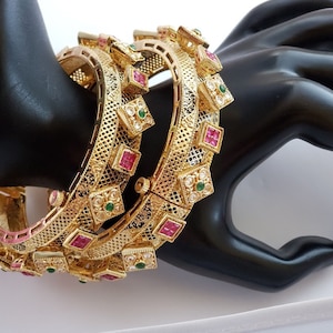 3D Gold Plated Openable Bangles |Indian Jewelry | Indian Wedding Jewelry | Bangle Bracelet | Chudiya | Gift | Bridal Jewelry| Size 2-10 ONLY