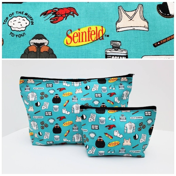 SEINFELD, College Essentials Toiletry Bag with Matching Pouch, Nostalgia Retro 1990's 2000's, Vintage Reusable, Novelty Print 2pc