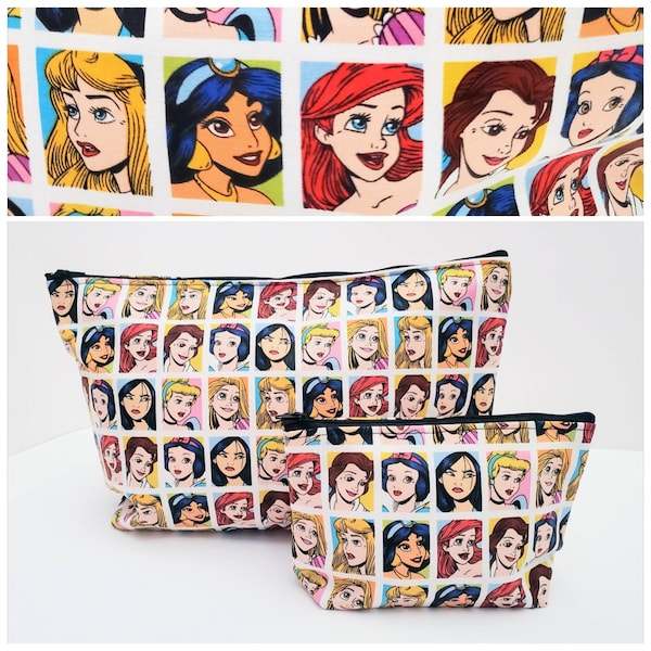 DISNEY PRINCESS Nostalgic Toiletry Bag with Matching Pouch, Disneyland 1990's & 2000's Vibes, Novelty College Essentials