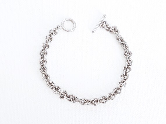 925 Silver Loop and Bar Bracelet, Chain Bracelet,… - image 2