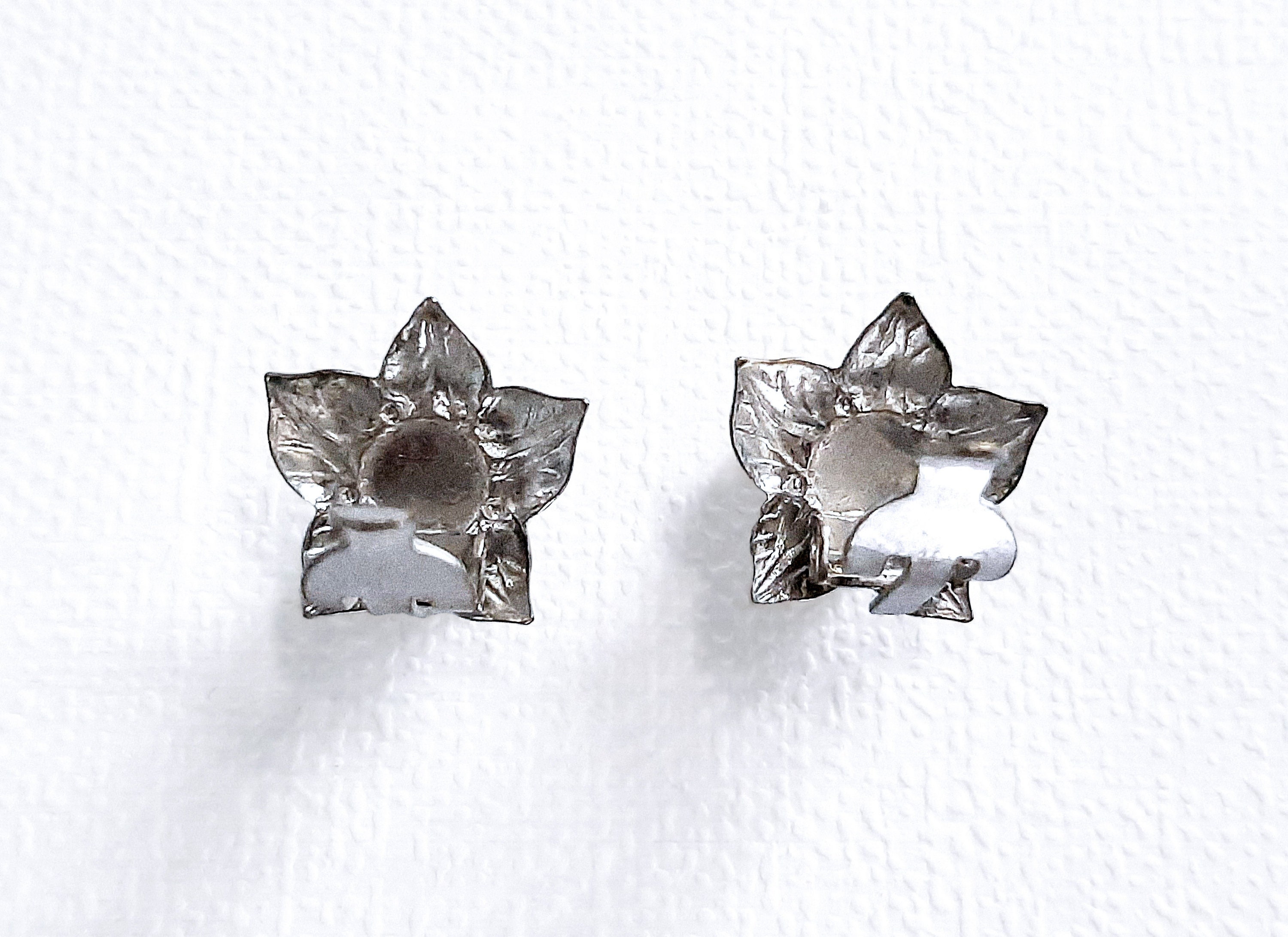 Clip on Flower Stud Earrings With Pearls Preloved Pearl Etsy UK