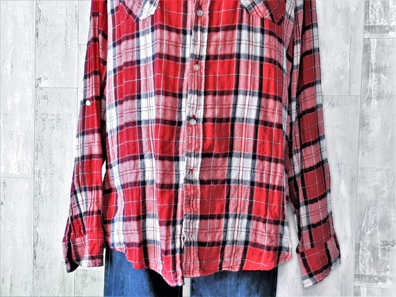 1980s Unisex Check Shirt, 1980s Mens Flannel Chec… - image 3