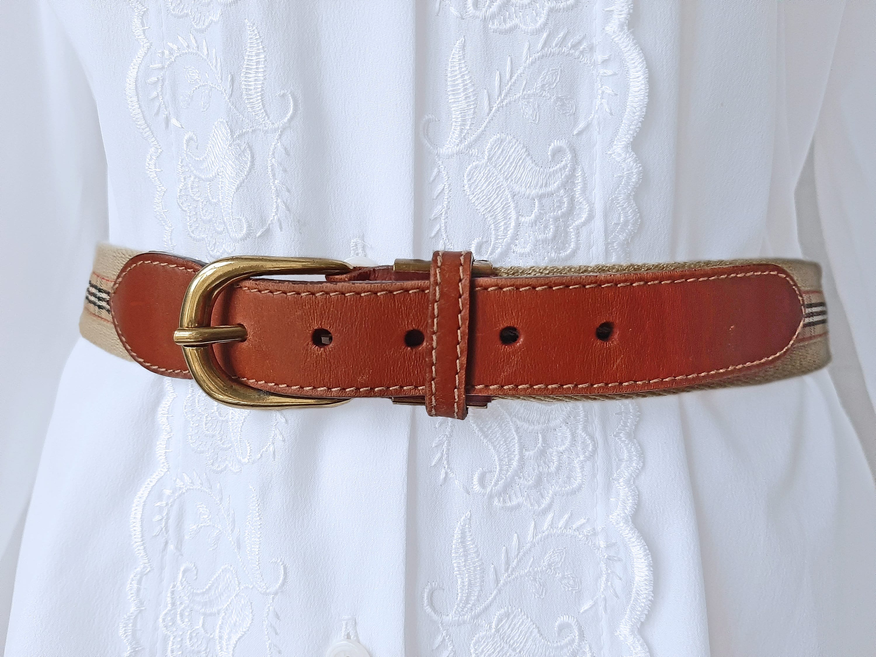 1980s Burberrys Belt, 1980s Burberry Item, 80s Plaid Belt