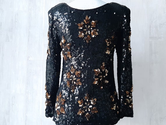 Stunning Sequin Top, Frank Usher Sequin Top, 1980… - image 4