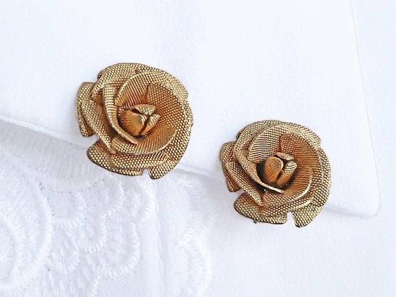 70s Rose Flower Earrings, Pretty 1970s Earrings, … - image 1