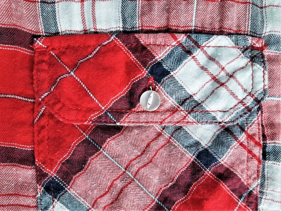1980s Unisex Check Shirt, 1980s Mens Flannel Chec… - image 5
