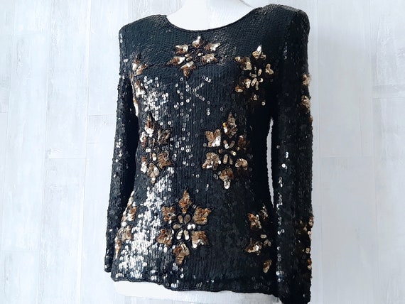 Stunning Sequin Top, Frank Usher Sequin Top, 1980… - image 1