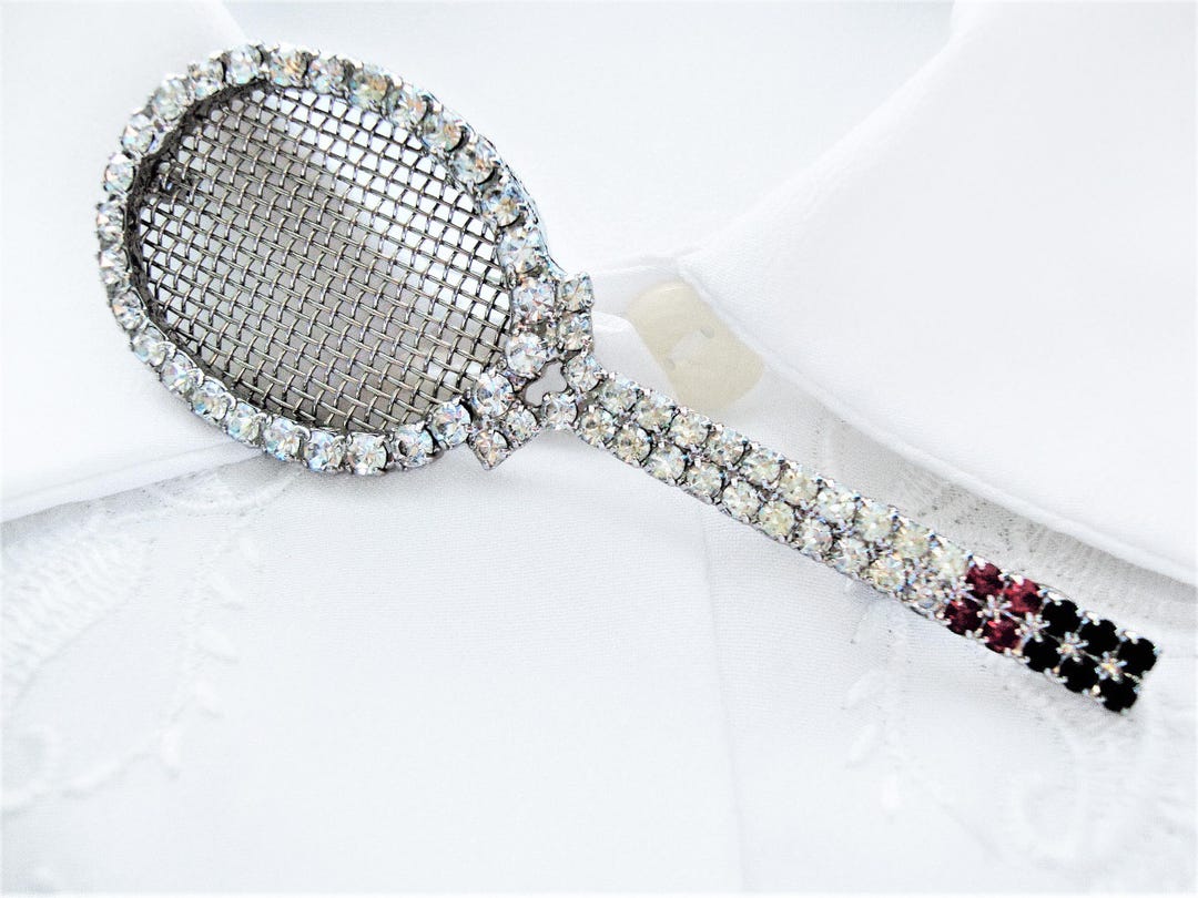 Broche Vintage En Forme De Raquette De Tennis Couleur Or - Bijou Ancien - Occasion