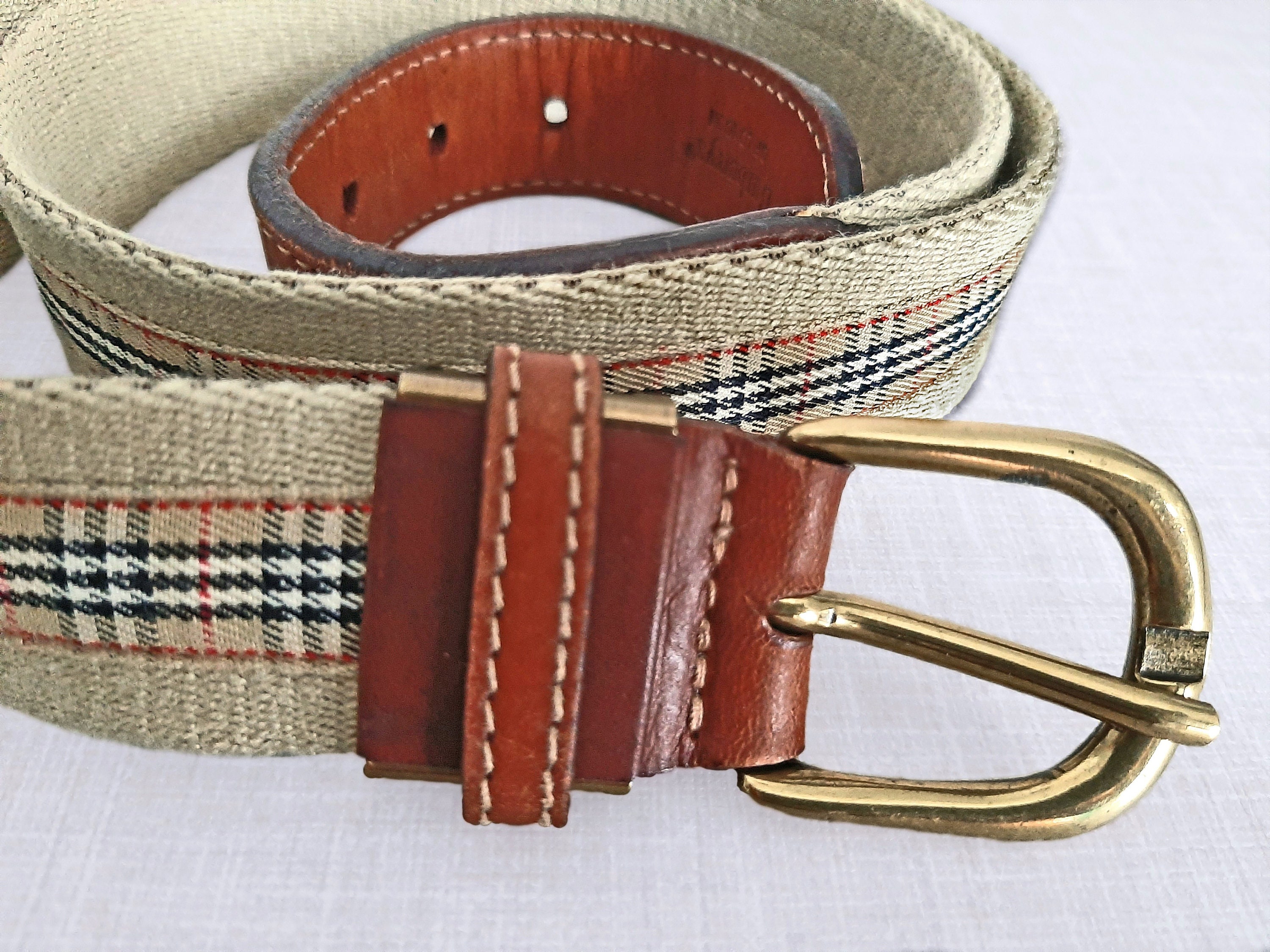 1980s Burberrys Belt, 1980s Burberry Item, 80s Plaid Belt
