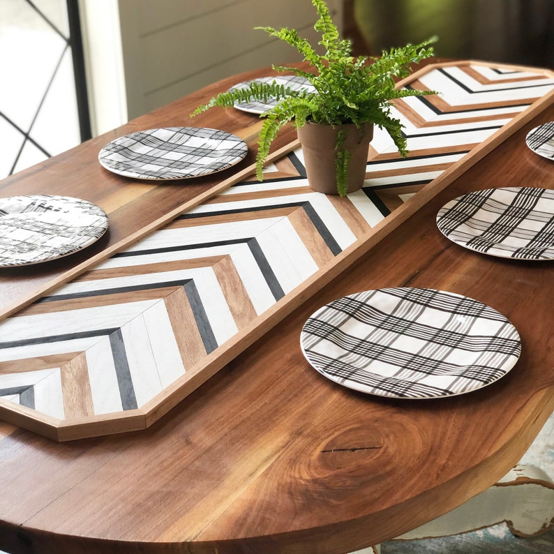 Salem Table Centerpiece & Wood Wall Art, Centerpieces for Dining Table, Coffee Table Centerpiece, Kitchen Table Centerpiece, Geometric Wood image 1