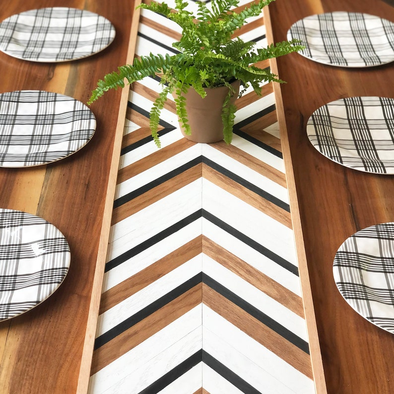 Salem Table Centerpiece & Wood Wall Art, Centerpieces for Dining Table, Coffee Table Centerpiece, Kitchen Table Centerpiece, Geometric Wood image 4