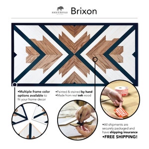 Birch & Buffalo Brixon Geometric Wall Art | Unique Hanging Wooden Art Decor With Accents | Handcrafted From Reclaimed Oak Wood | Boho Framed Artwork For Home & Office Walls | Ready to Hang
