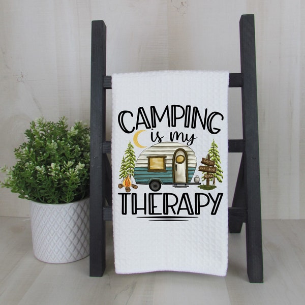 Tea Towel- Funny Dish Towel - Funny Kitchen Towel - Camping Towel - Outdoor Humor - Gift for Mom - Hand Towel - Camper Decor - Waffle Towel