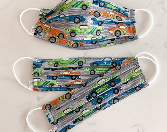 Street Racer Face Mask / 100% cotton / Pellon Interfacing / Elastic straps / USA