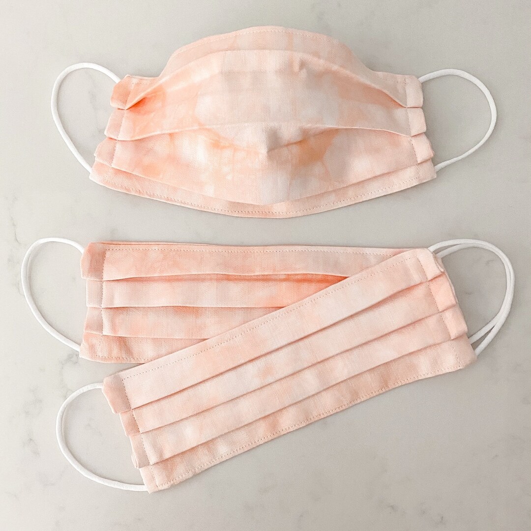 Custom Sizing / Peach Dipdye Face Mask / EXTRA SOFT / 3 Layers / Pellon Interfacing / Reusable