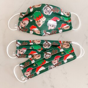 Golden Girls Christmas Face Mask / 100% cotton / 3 Layers / Pellon Interfacing / Elastic straps / USA / Spoonflower