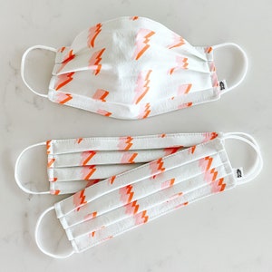 Custom Sizing / Lightning Bolt Face Mask / 100% cotton / Pellon Interfacing / Washable / Elastic straps / Made in USA / Spoonflower Fabric