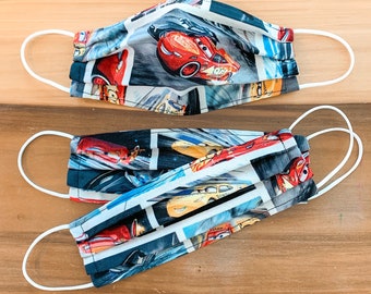 Disney Cars 3 Lightning McQueen Jackson Storm Cruz Ramirez Mask / 100% cotton / Pellon Interfacing / Elastic straps / USA