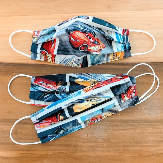 Disney Cars 3 Lightning McQueen Jackson Storm Cruz Ramirez Mask / 100% cotton / Pellon Interfacing / Elastic straps / USA