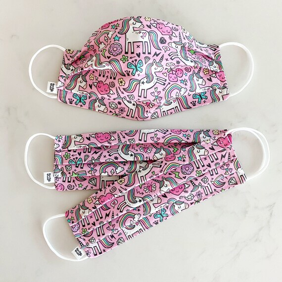 Ridiculously Cute Unicorn Face Mask / 100% cotton / Pellon Interfacing / Reusable / Elastic straps / USA / Spoonflower