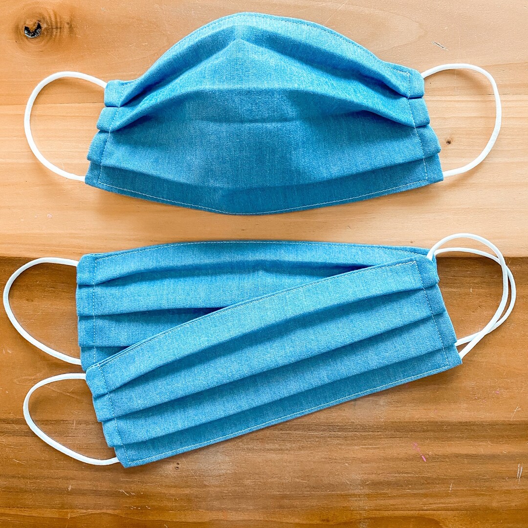 Custom Sizing / SOFT Chambray Face Mask / 100 Cotton / 3 Layers
