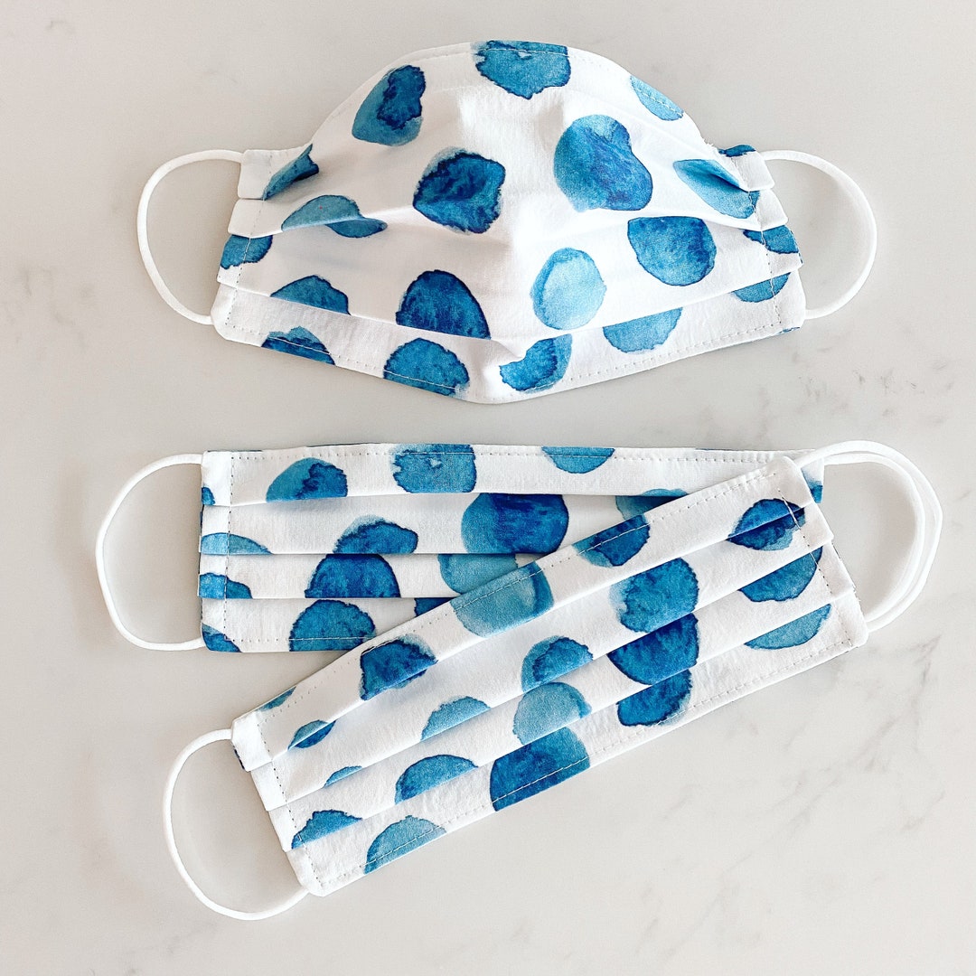Custom Sizing / Watercolor Dots Face Mask / 100 Cotton / 3 Layers / Pellon Interfacing