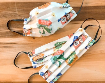 Toy Story Kids Face Mask / 100% cotton / Pellon Interfacing / Washable / Reusable / Elastic straps / Made in USA