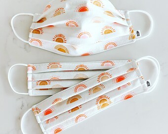 Vanilla Skies Face Mask / 100% cotton / 3 Layers / Pellon Interfacing / Elastic straps / Made in USA / Spoonflower Fabric