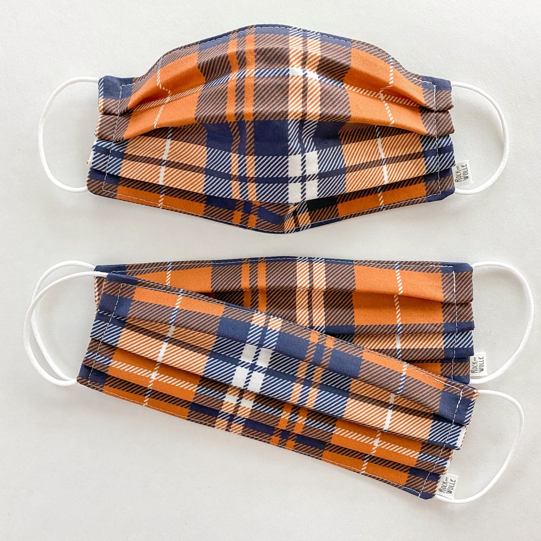 Custom Sizing / Fall Plaid Face Mask / 100 Cotton / 3 Layers / Pellon