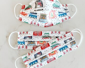 Custom Sizing / Ugly Christmas Sweater Face Mask / 100% cotton / 3 Layers / Pellon Interfacing / Reusable / Elastic straps / Spoonflower
