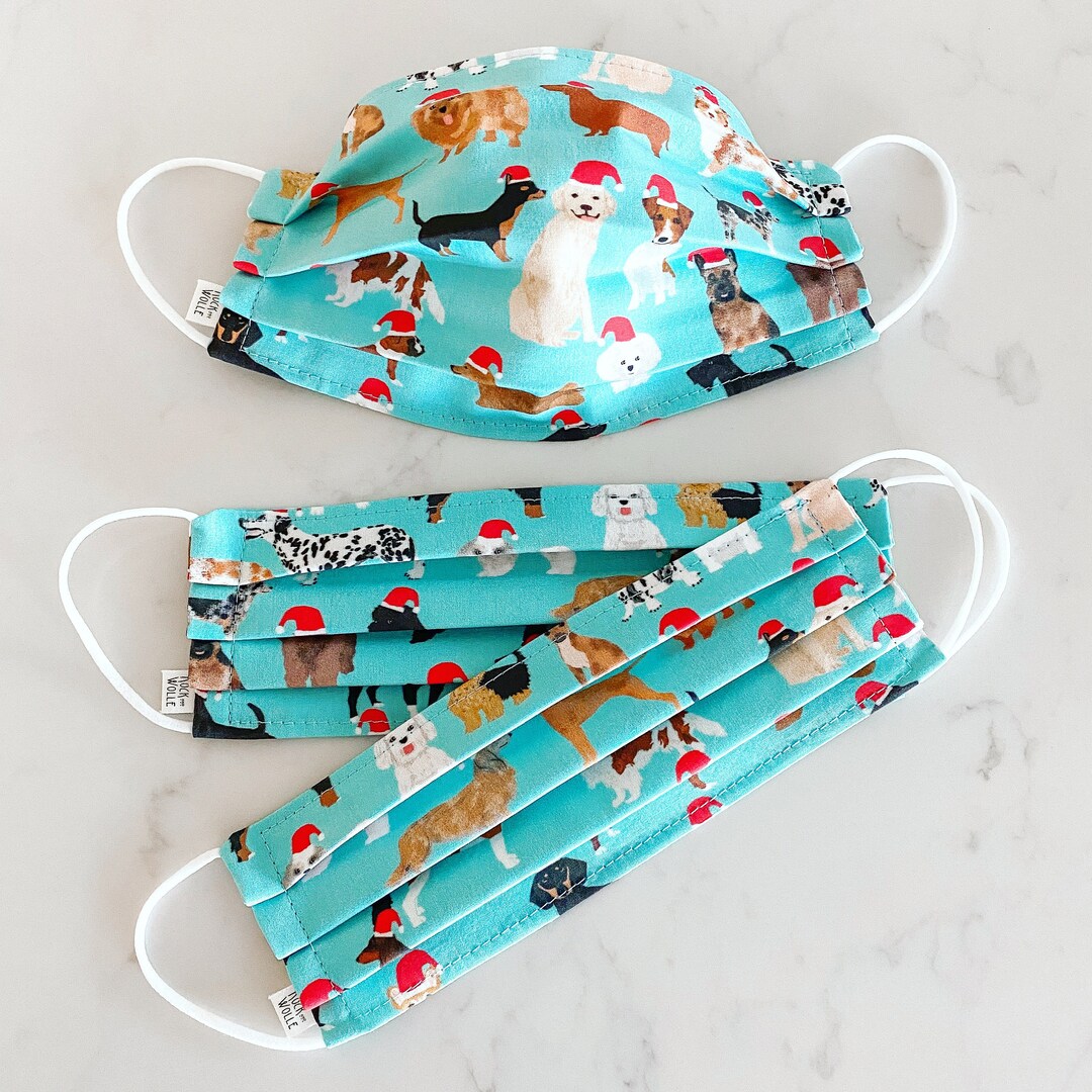 Custom Sizing / Santa Paws Face Mask / 100 Cotton / 3 Layers / Pellon Interfacing / Reusable
