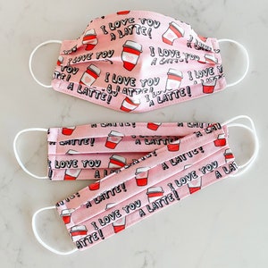 Valentine Face Mask / 100% cotton / 3 Layers / Pellon Interfacing / Elastic straps / Made in USA / Spoonflower Fabric