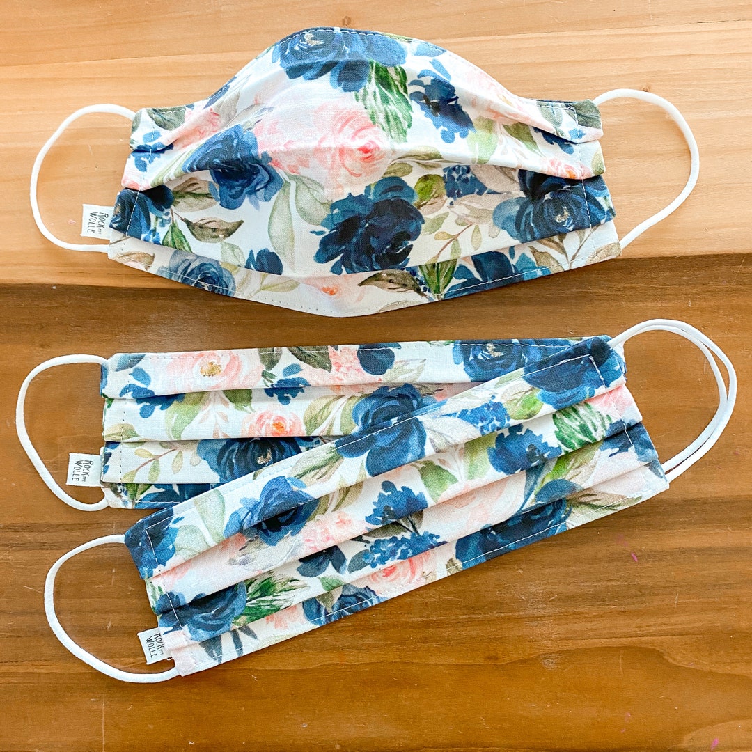 Custom Sizing / Floral Face Mask / 100 Cotton / 3 Layers / Pellon