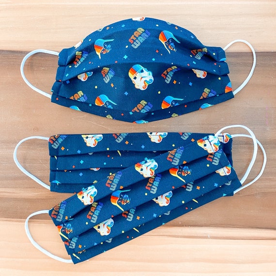 Custom Sizing / Star Wars Kids Face Mask / 100% cotton / Pellon Interfacing / Washable / Reusable / Elastic straps / Made in USA