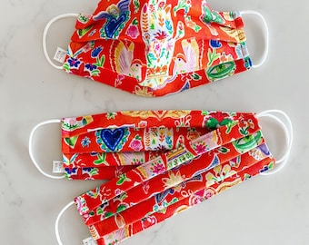 Milagros Face Mask / 100% cotton / 3 Layers / Pellon Interfacing / Elastic straps / Made in USA / Viva Mexico Collection