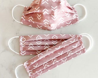 Custom Sizing / Watercolor Mudcloth Face Mask / 100% cotton / 3 Layers / Pellon Interfacing / Reusable / Elastic straps / USA / Spoonflower