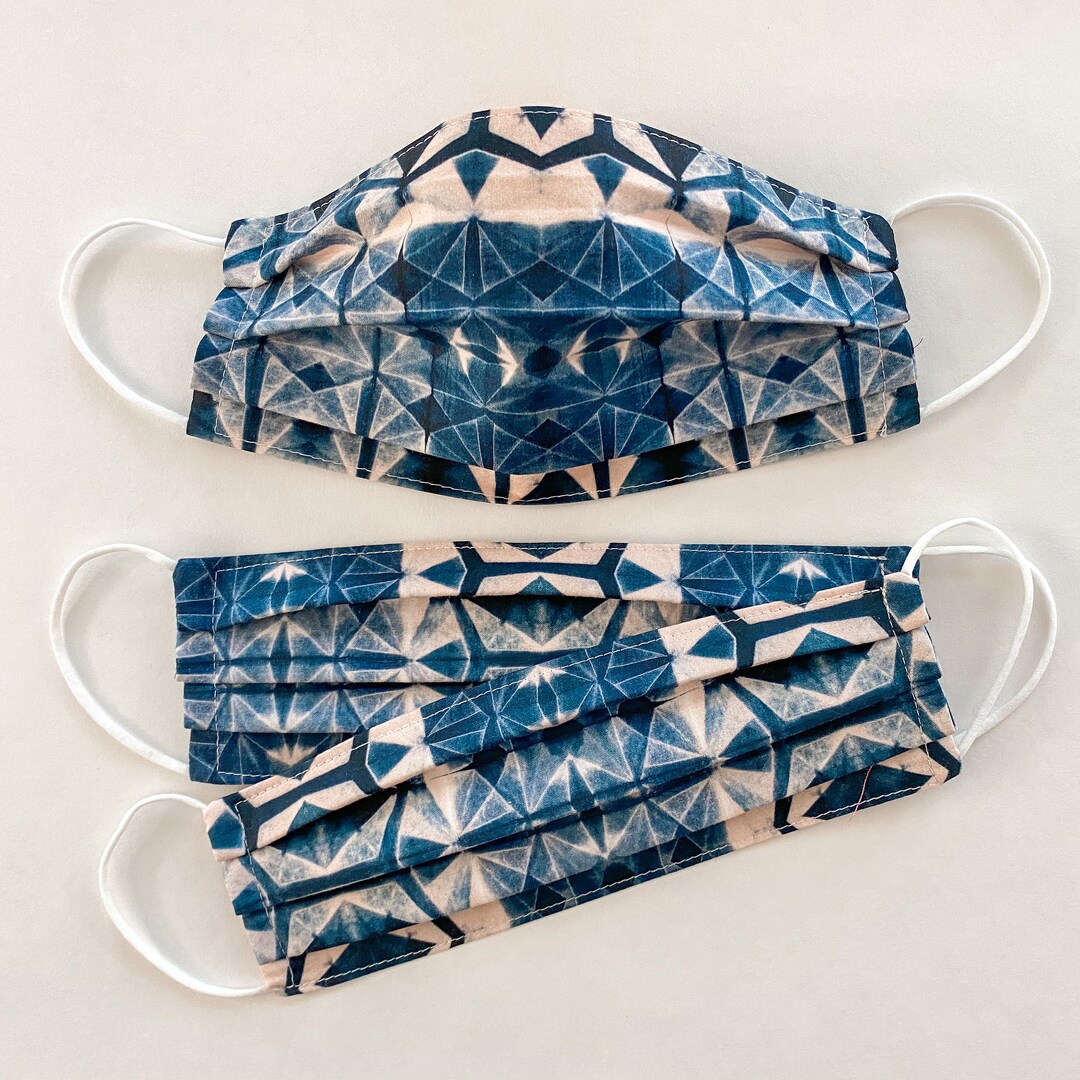 Custom Sizing / Shibori Face Mask / 100 Cotton / 3 Layers / Pellon Interfacing / Reusable