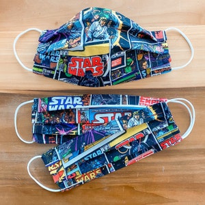 STAR WARS Comic Book Covers Face Mask / 100% cotton / 3 Layers / Pellon Interfacing / Elastic straps / Made in USA