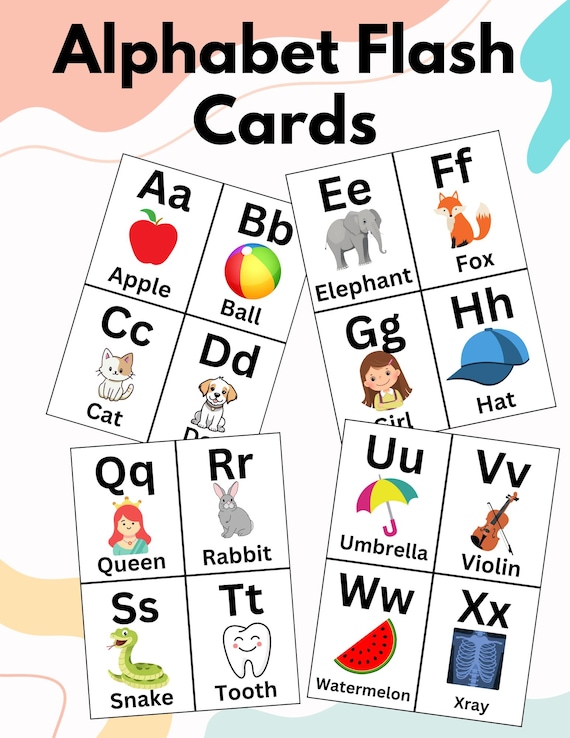 ABC Flashcards, Educational Cards, Learn Abc's, First Words