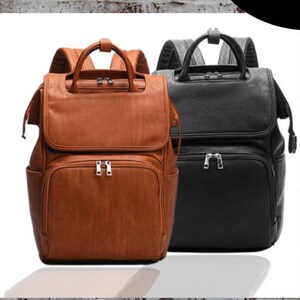 Diaper Bag Backpack Leather Nappy Bag Waxed Canvas Daddy Etsy