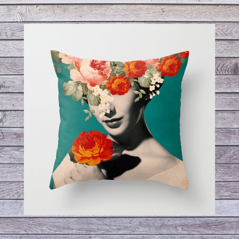 Flower Face Pillow Decorative Cushion Cover OnlyFlamingo Etsy