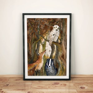 Wildwood Animals Watercolour Print