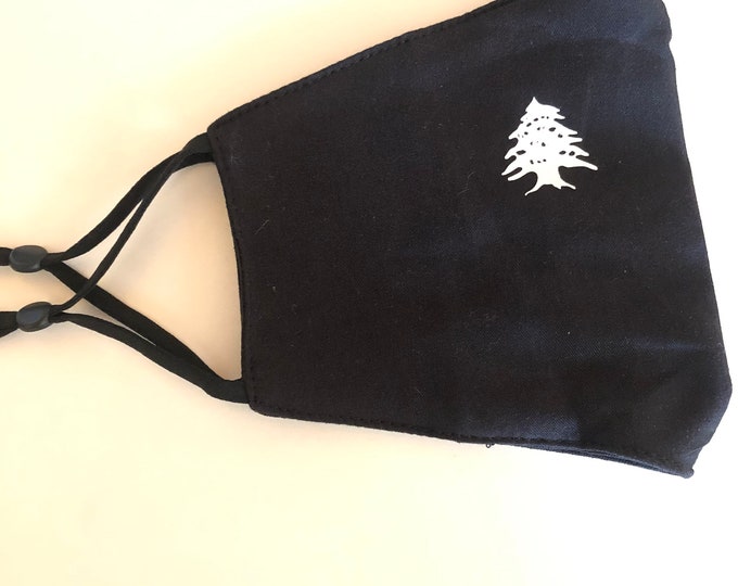 Fabric Masks. Lebanon Flag Mask. Lebanese Cedar Tree Face Mask, Face